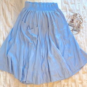 Donna Karan Vintage DKNY Pure 100% Silk Sky Blue Wrap Skirt